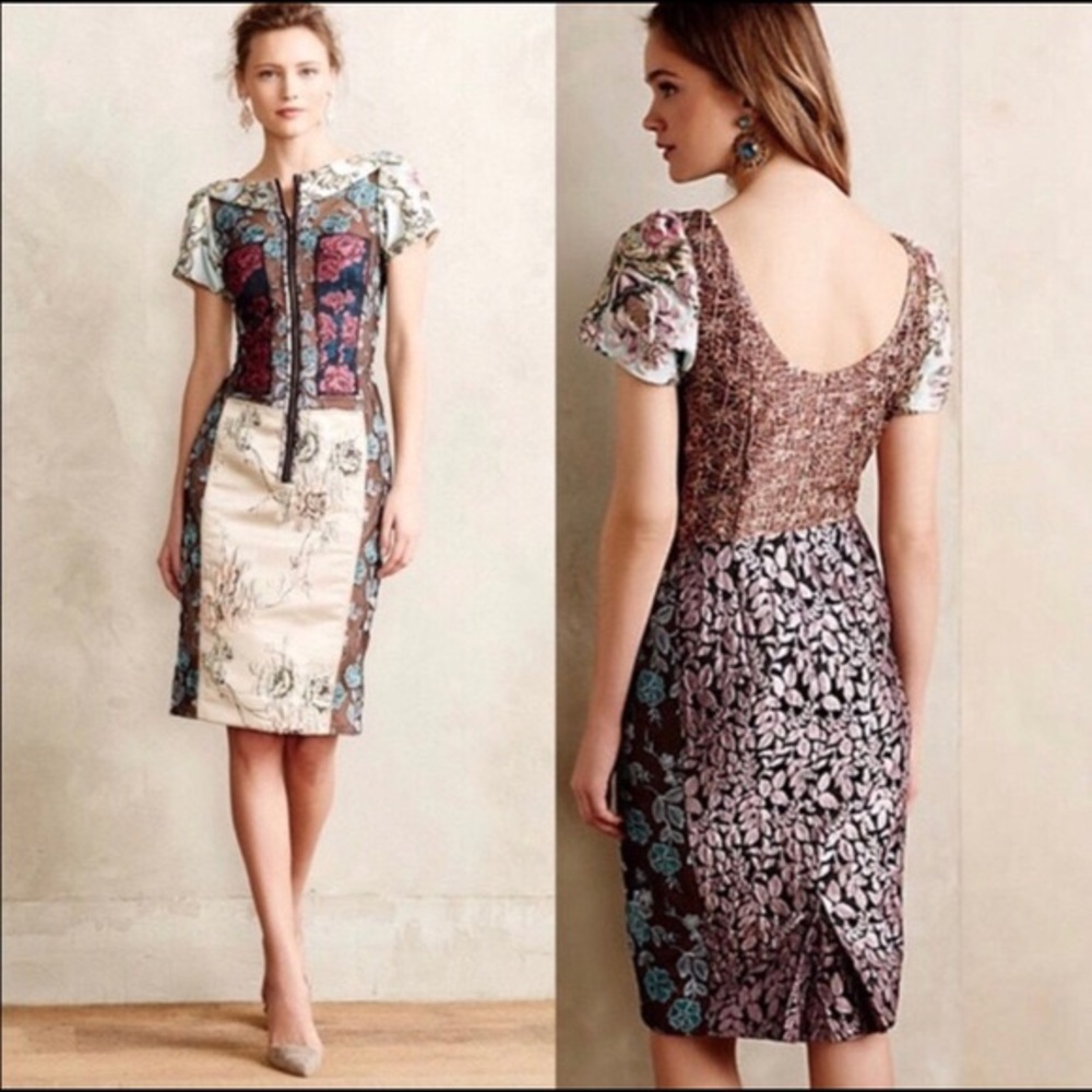 Byron Lars Pieced Brocade Dress